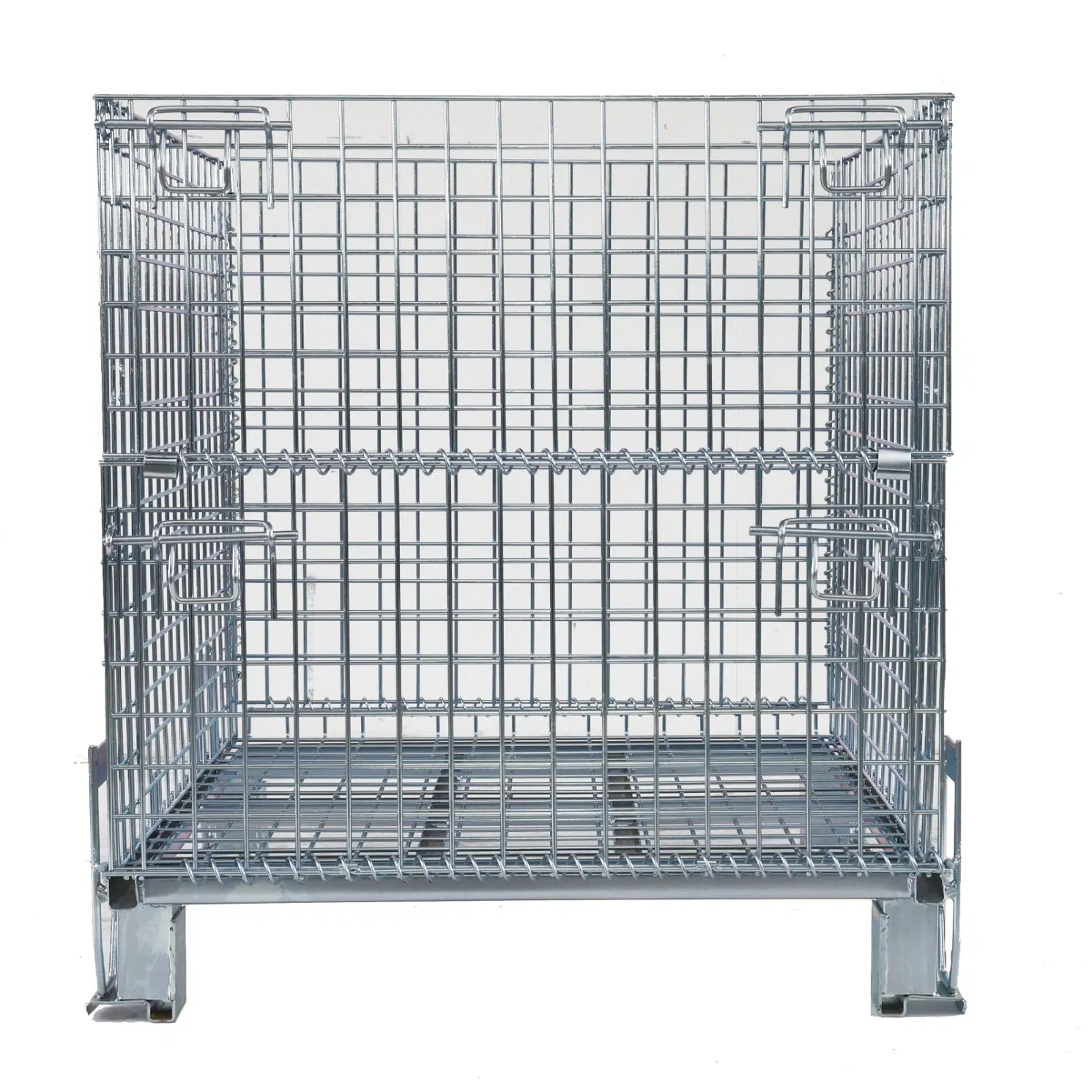 Space-Saving Collapsible Wire Mesh Storage Box for Warehousing