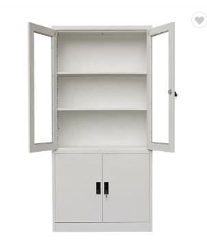 Office Equipment Metal Cupboard 4 Door Swing Glass Storage Cabinet