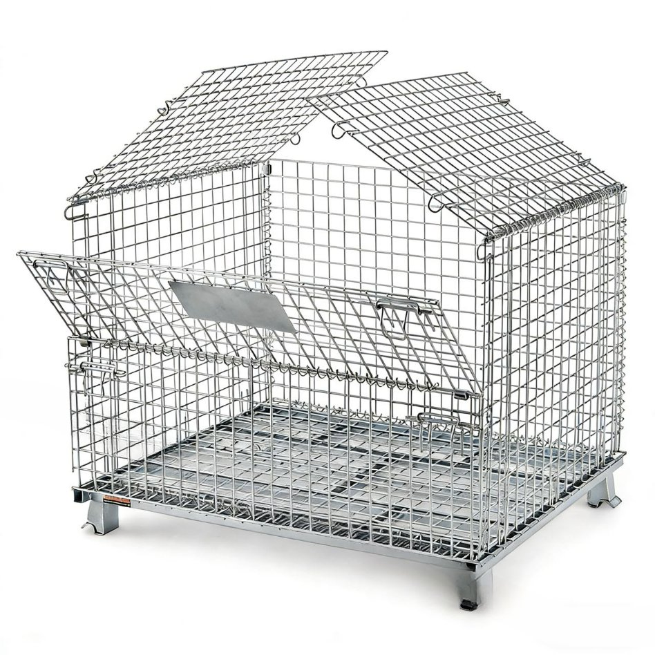 Foldable Galvanized Wire Mesh Roll Cage for Seasonal Goods Storage Solutions