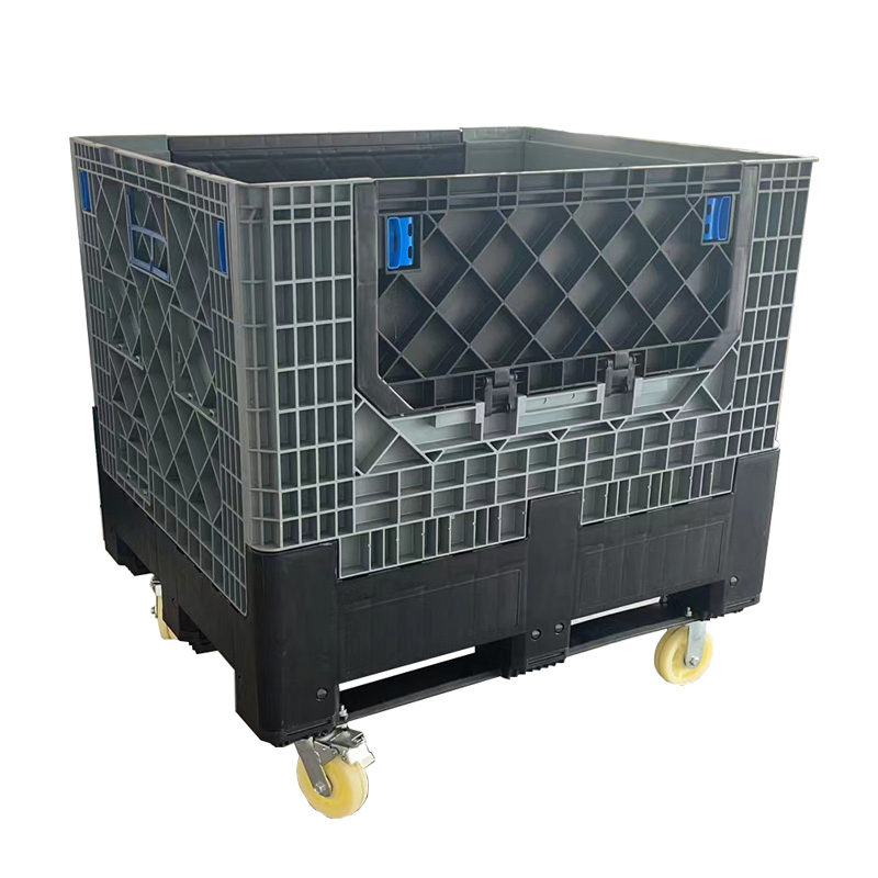 Wholesale Factory Directly Wheelies Vantilated Collapsible Foldable with Lid Stackable 3 Runners Pallet Container.