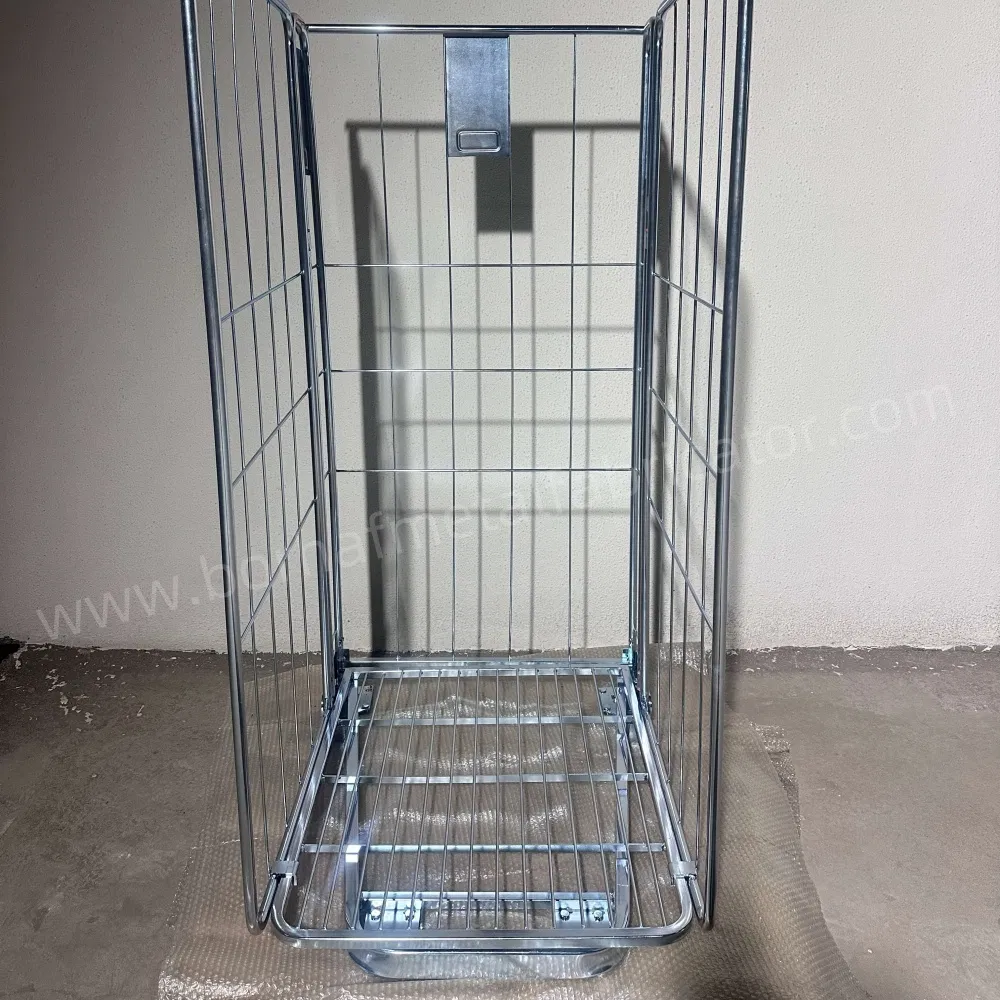 Medium-Duty Customized Hot DIP Zinc Warehouse Transport Folding Steel Material Rolling Container