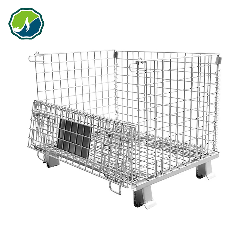 Foldable Metal Turnover Box and Stackable Wire Mesh Pallet Box Wire Mesh