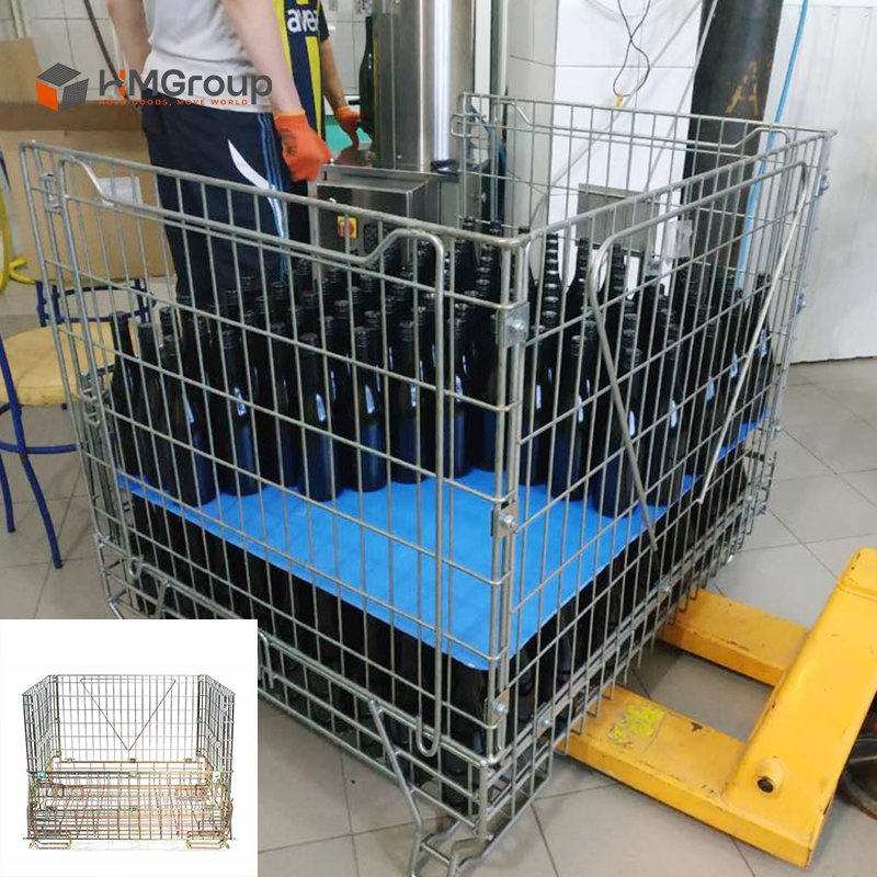 Galvanized Welded Warehouse Industrial Wine Storage Portable Wire Mesh Cage