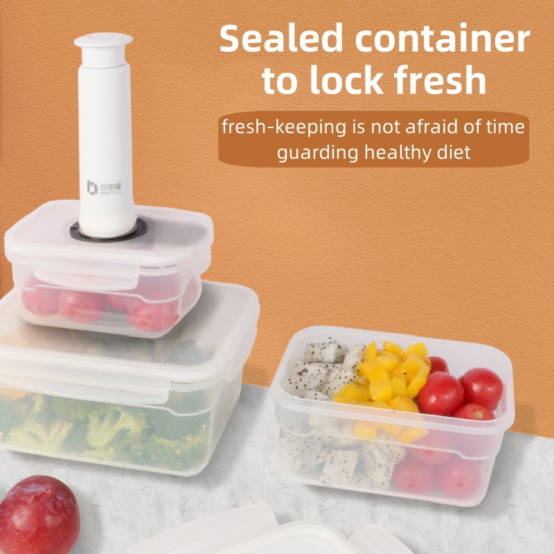 Bestfull Fresh Extended Stackable Vacuum Plastic Food Storage Container with Vacuum Pump