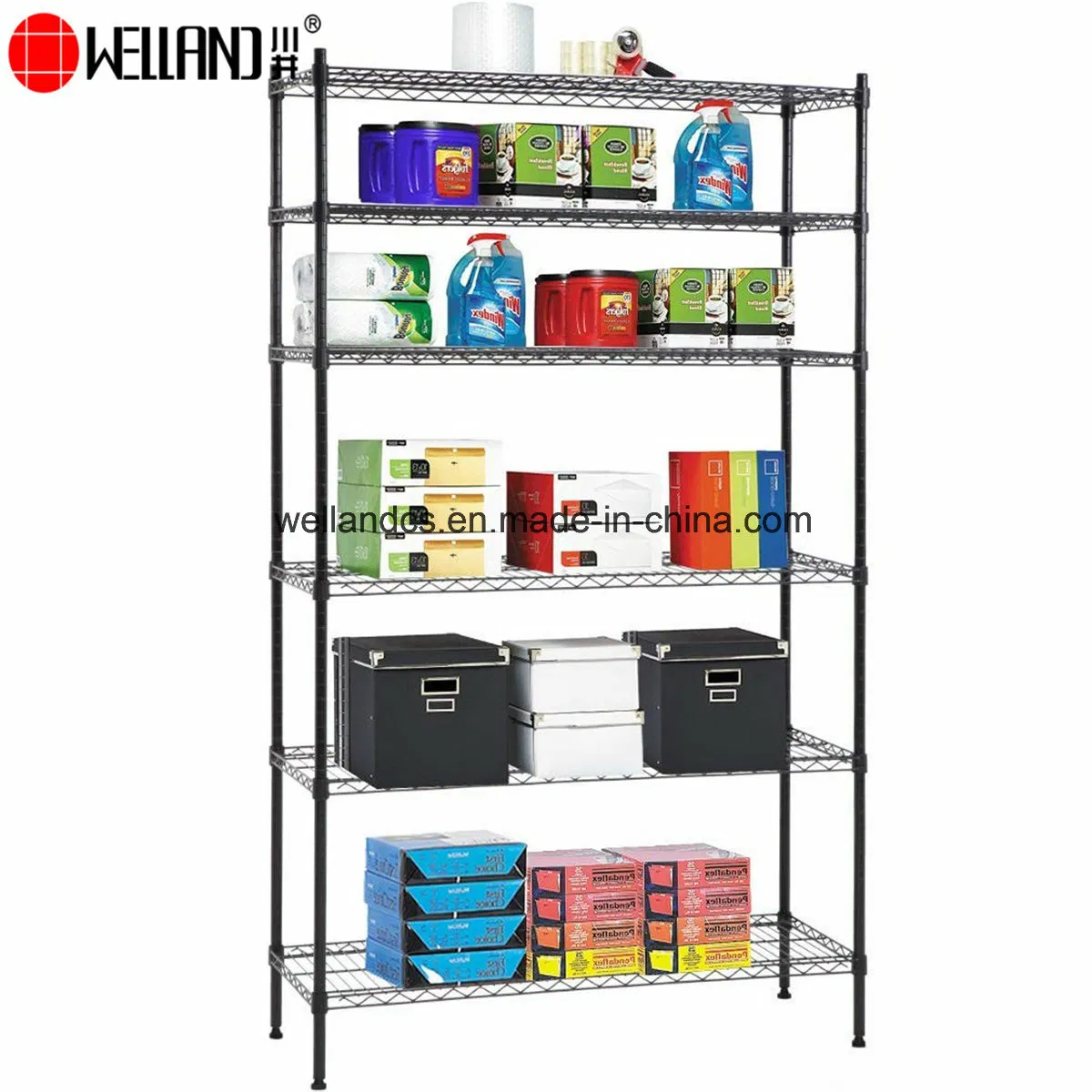 18" Deep X 42" Wide X 74" High Laminate 6 Tier Black Steel Wire Storage Starter Shelving Unit