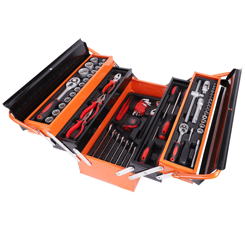 Easy Carry 168-Piece Iron Toolbox with Ratchet Wrench Set for Auto and Household Repair &amp; Maintenance