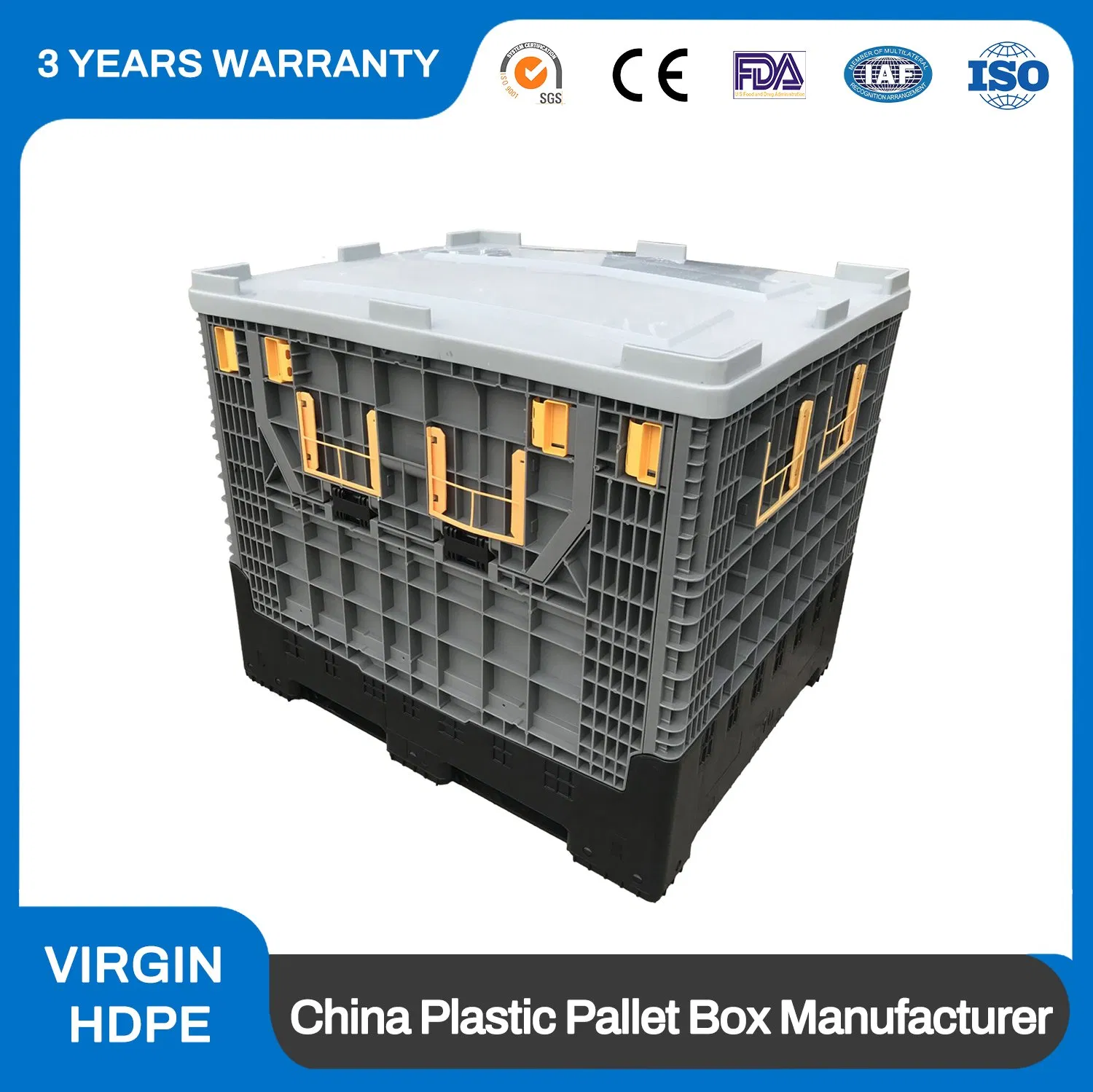 Heavy Duty Collapsible Design High Payload Plastic Pallet Bin for Agricultural Technology Storage 1680X1140X760mm