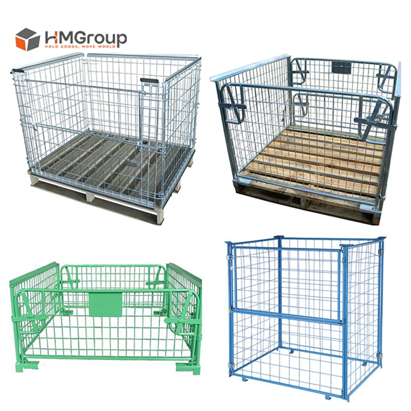 Medium Duty Storage Collapsible Steel Metal Pallet Cage for Wholesale