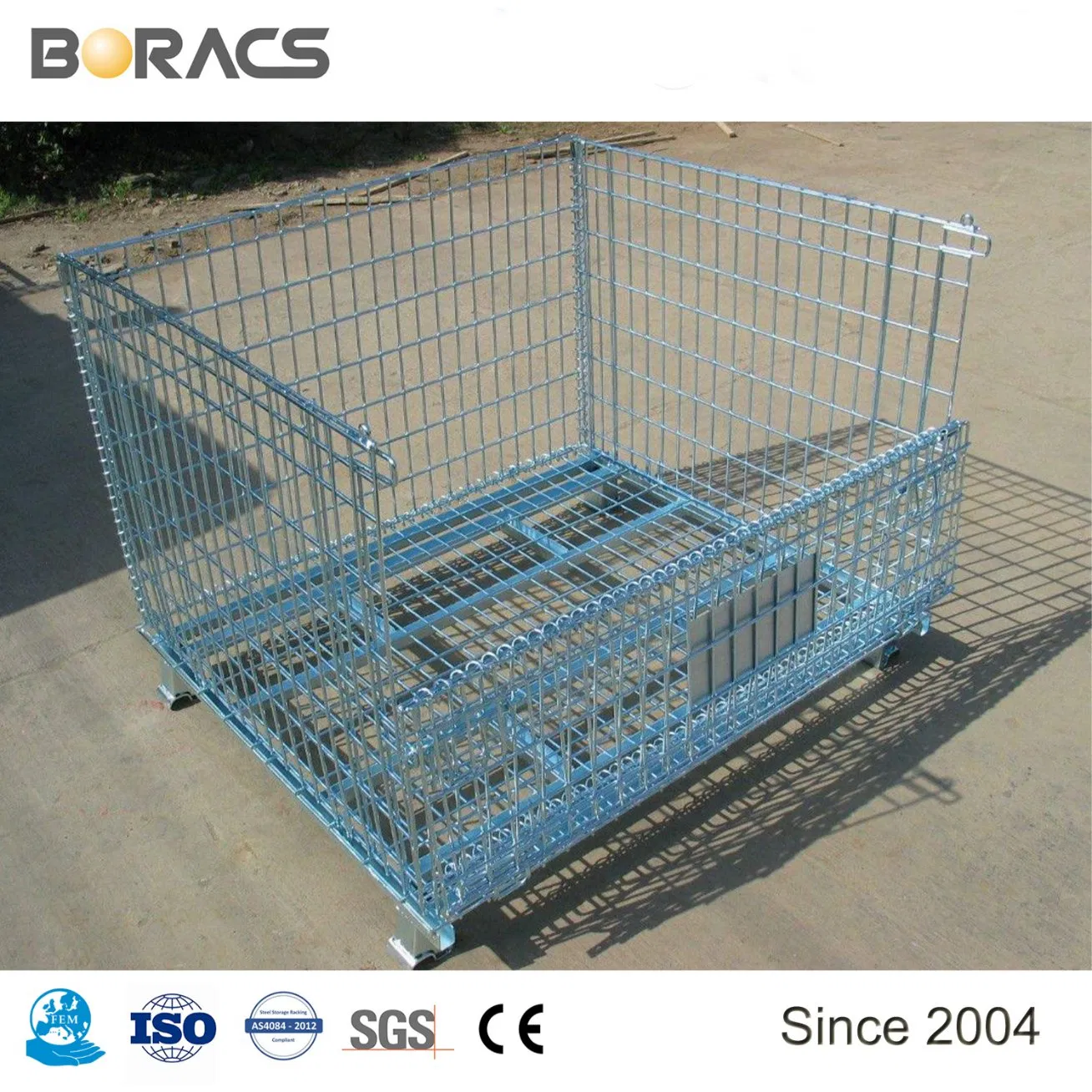 Heavy Duty OEM and ODM Q235 High Capacity Storage Warehouse Mesh Box Wire Cage/Metal Bin Storage Container