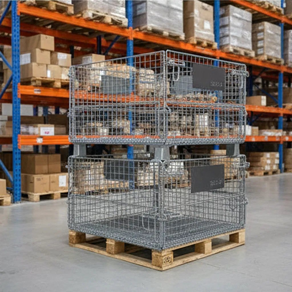 Mobile Wire Mesh Trolley Container with Easy Rolling Castors