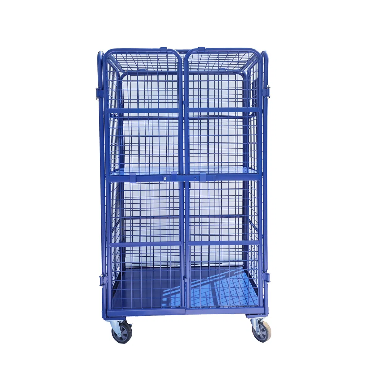 Warehouse Robust Folding 4-Doors 500kg Wire Mesh Rollcontainer