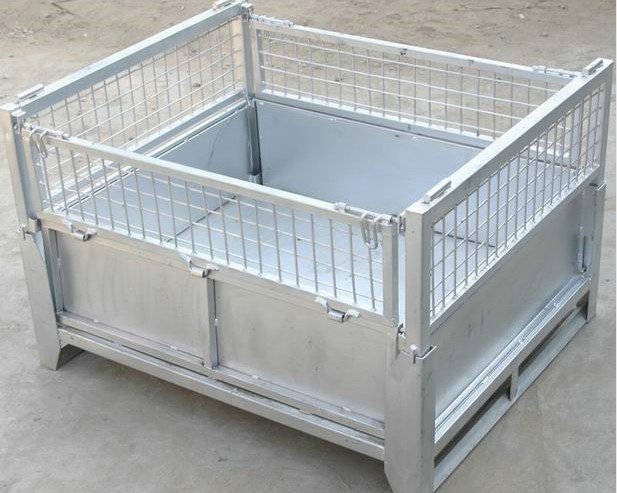 Stainless Welded China Steel Metal Mesh Storage Container Wire Cage Moving Stillage for Warehouse Storage