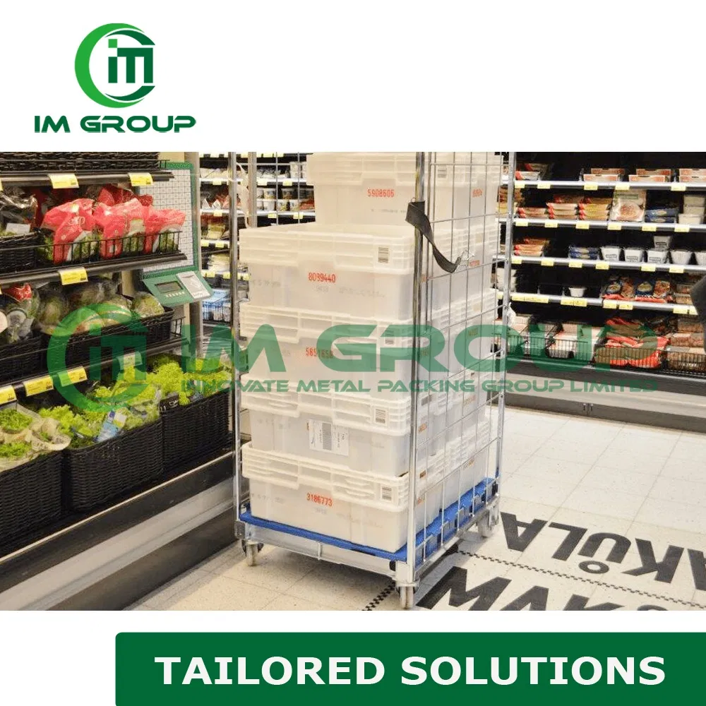 2 Sides Zinc Coating Rolling Steel Metal Roll Containers in Supermarket