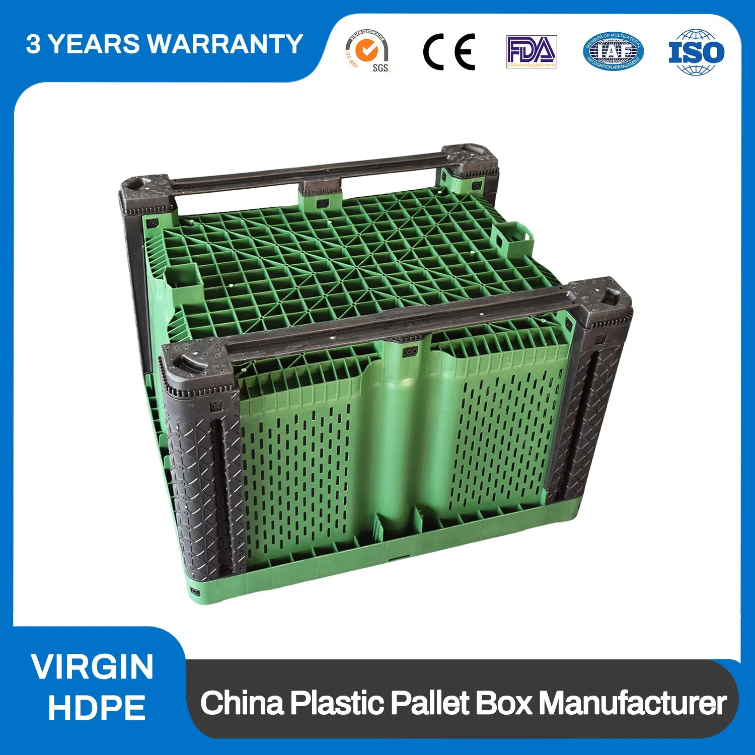 Nestable Ultra Perforated Large HDPE Plastic Green 1200*1000*970 Collection Transport and Storage of Fruit and Vegetables Vented Bulk Container