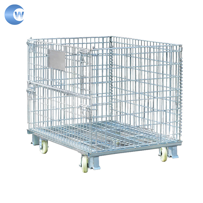 Folding Wire Mesh Galvanized Storage Metal Firewood Cage