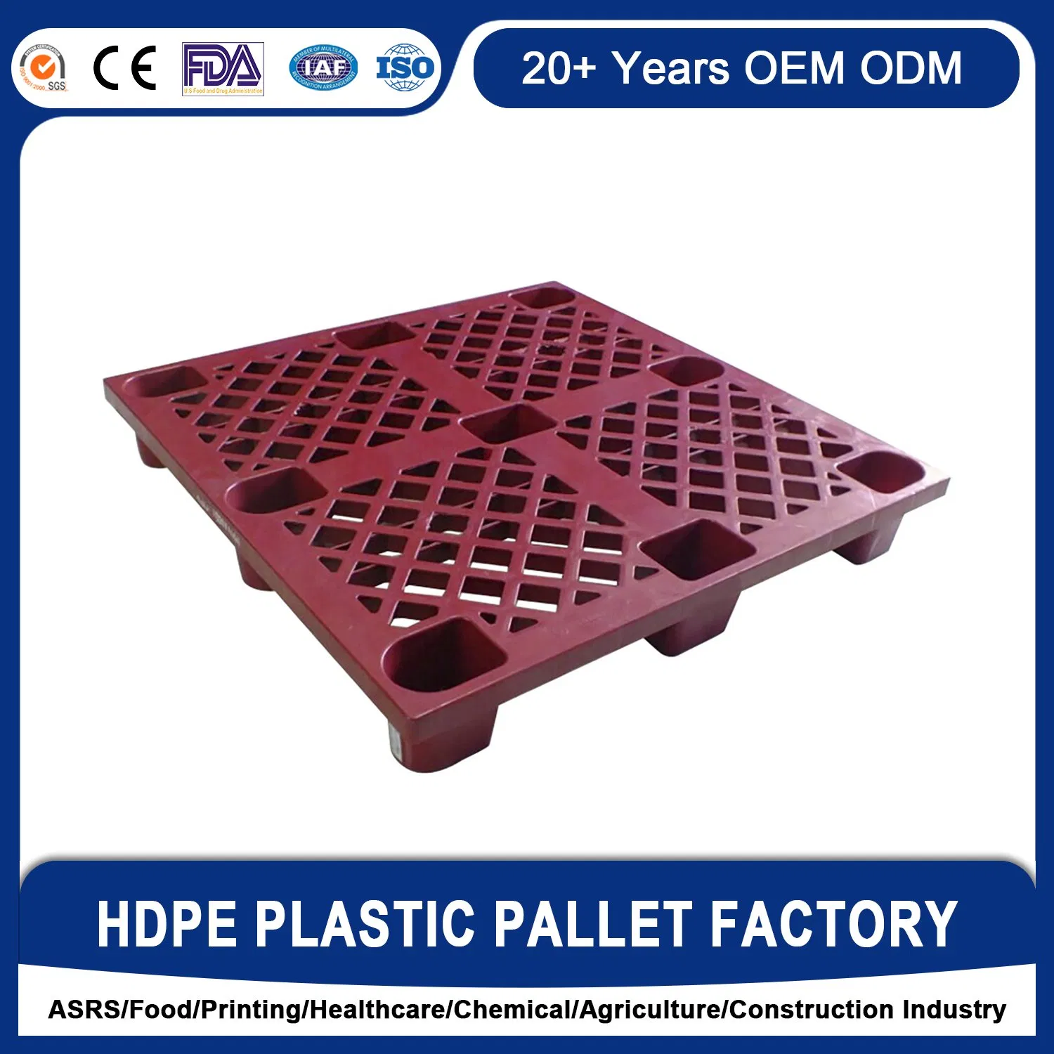Euro Plastic HDPE Heavy Duty China Factory Good Quality Heavy Duty Layer Pad Sheet Forklift 9 Legs/ Runner Plastic Pallet