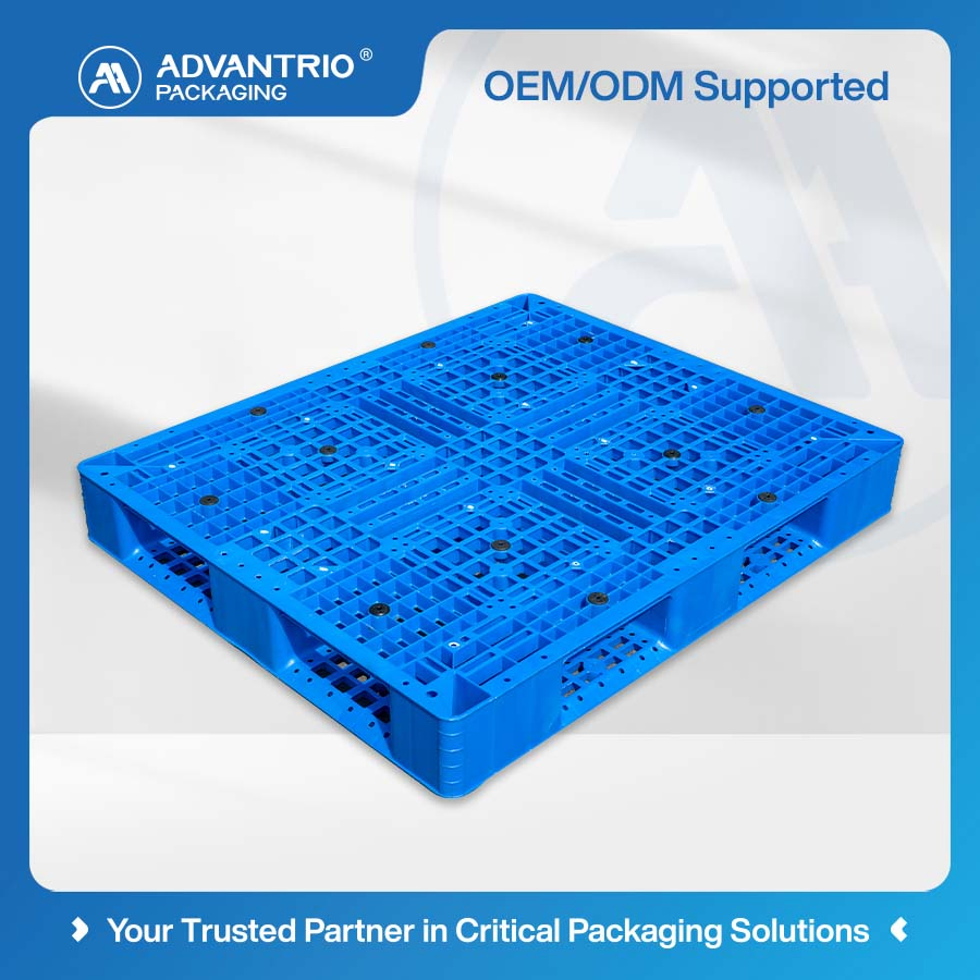 Heavy Duty Stackable 4 Way Recycled Industrial HDPE Plastic Pallet for E-Commerce Warehousing