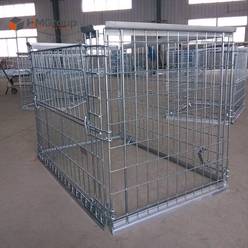 Warehouse Storage Transport Galvanized Welded Wire Mesh Collapsible Pallet Cages