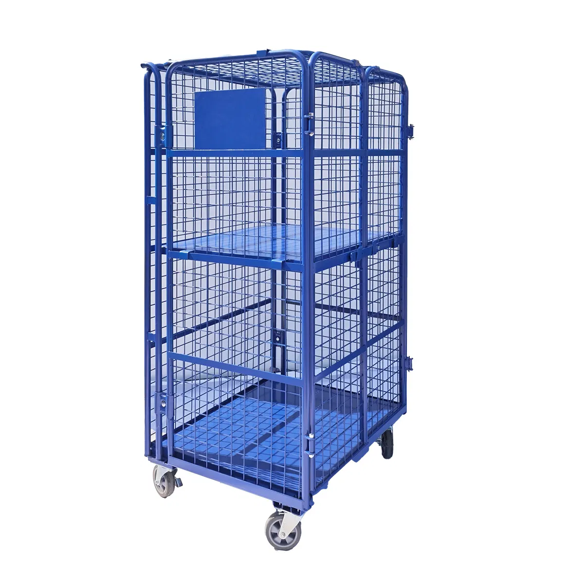 Warehouse Robust Folding 4-Doors 500kg Wire Mesh Rollcontainer