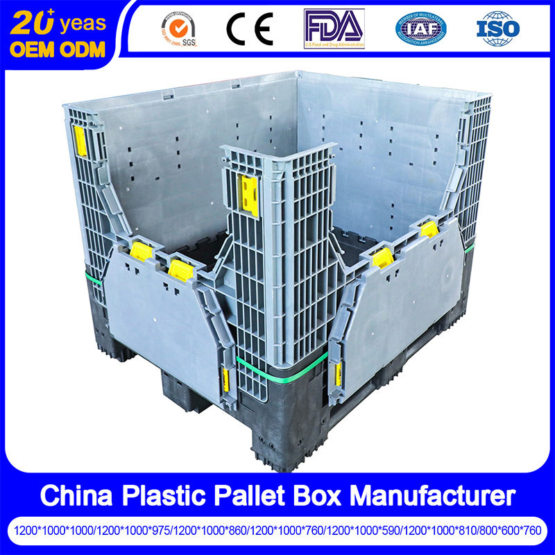 Large Bulk Heavy Duty Large Stackable Folding Collapsible Bulk Plastic Pallet Foldable Box/Bin 800X600 Container for Storage