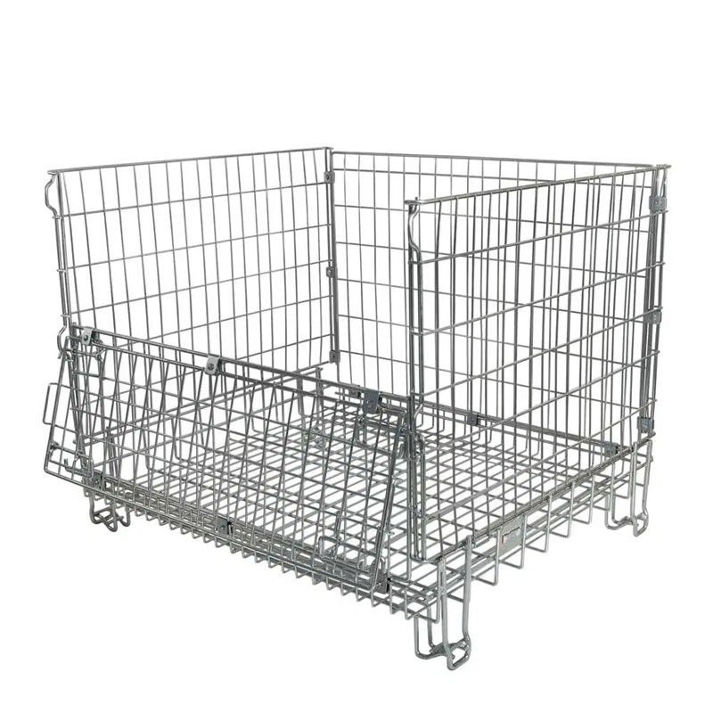 Customized Galvanized Foldable European Wire Mesh Container Storage Rack Wire Basket 1000 Capacity