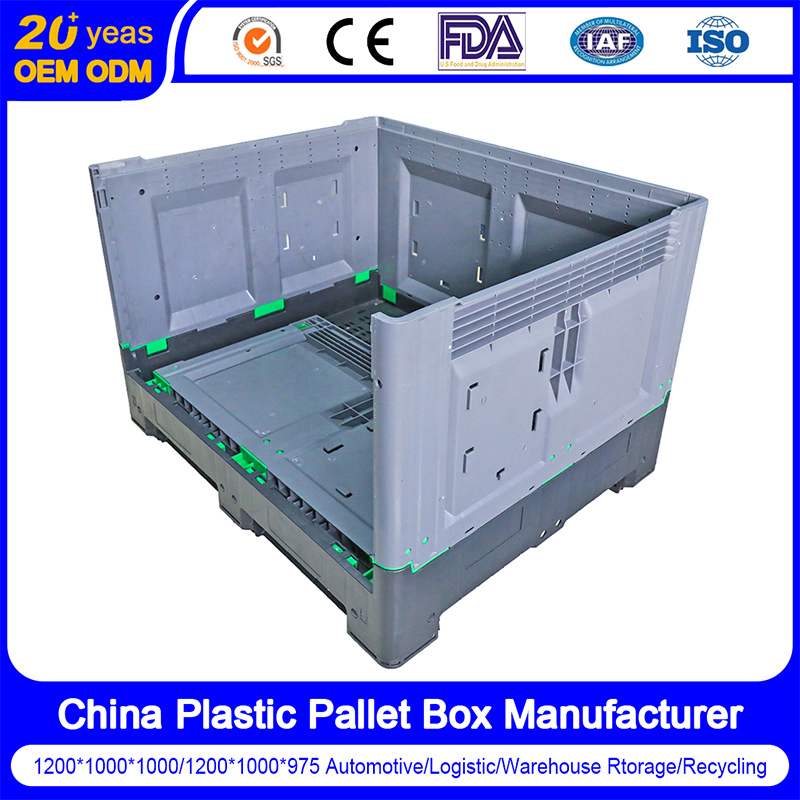 Heavy Duty Large Size Bulk Warehouse Storage Stackable Folding Collapsible Plastic Pallet Box Container for Sale