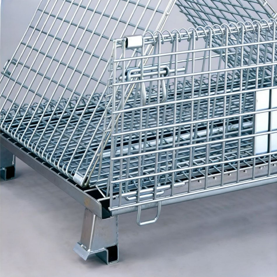 Foldable Galvanized Wire Mesh Roll Cage for Seasonal Goods Storage Solutions