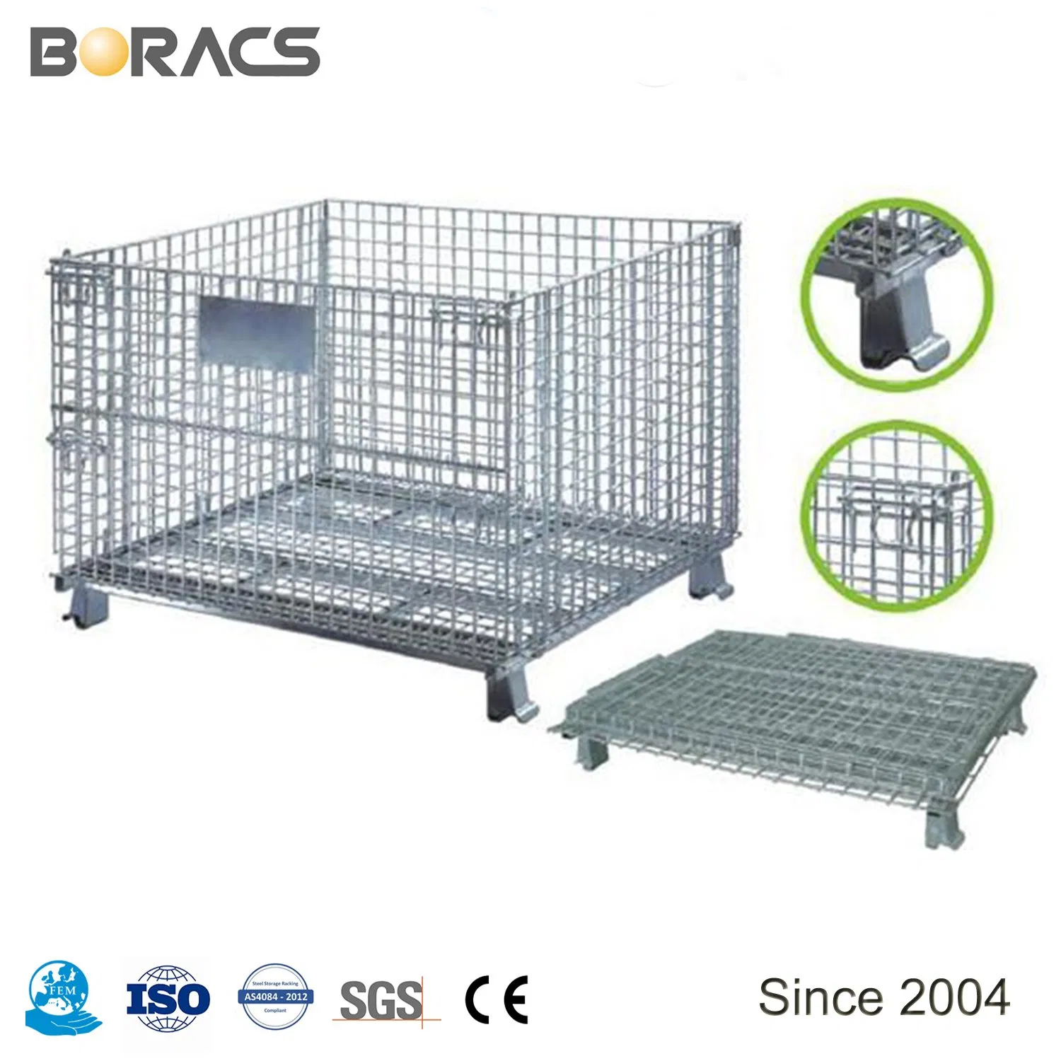 Heavy Duty OEM and ODM Q235 High Capacity Storage Warehouse Mesh Box Wire Cage/Metal Bin Storage Container