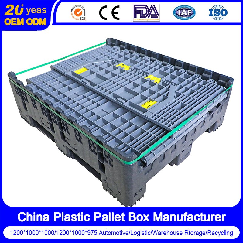 Heavy Duty Large Size Bulk Warehouse Storage Stackable Folding Collapsible Plastic Pallet Box Container for Sale