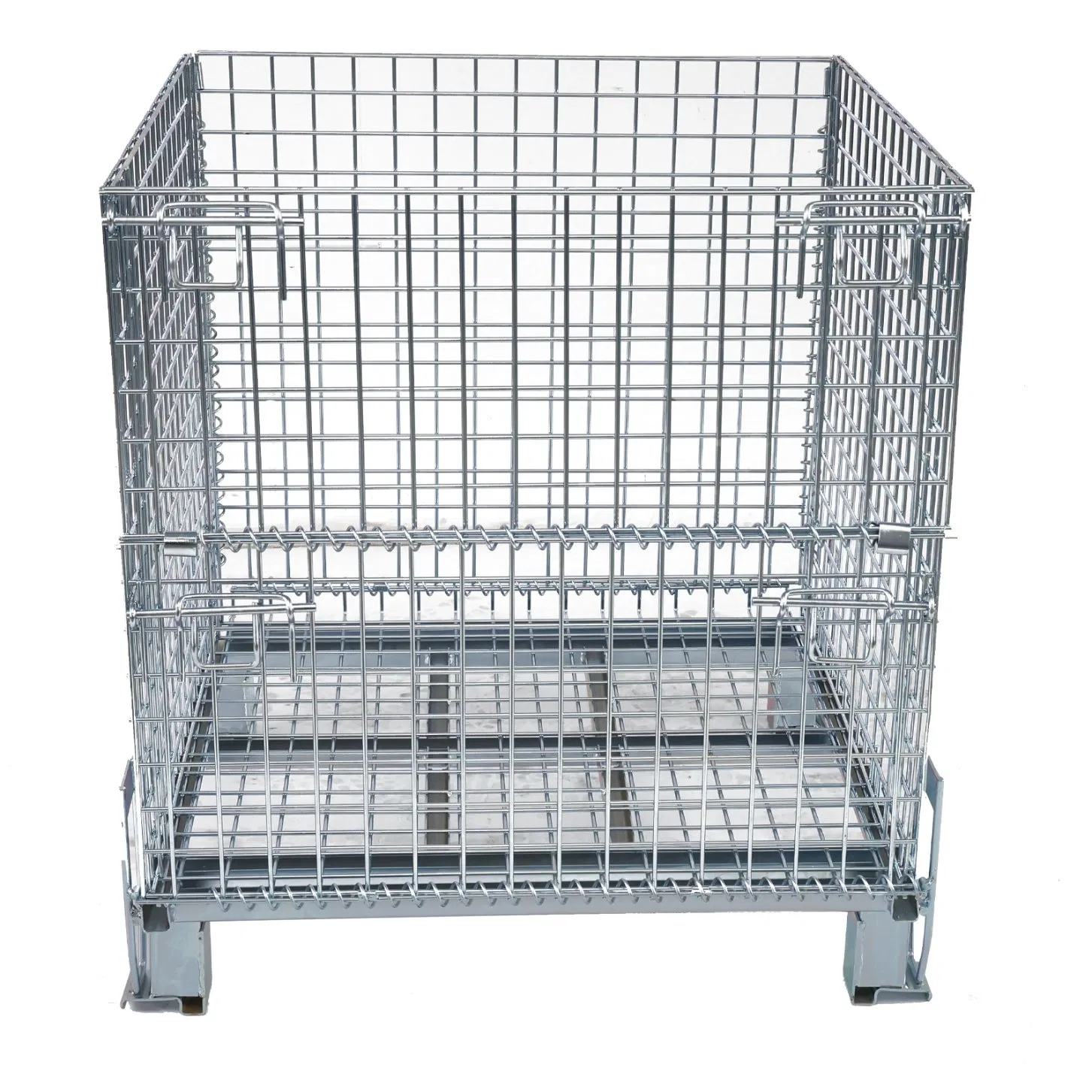 Space-Saving Collapsible Wire Mesh Storage Box for Warehousing