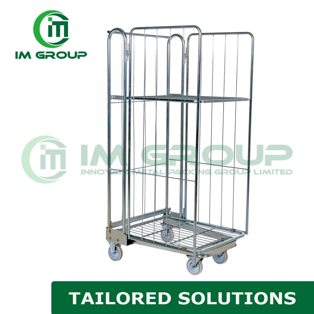Three Side Logistic 4 Wheel Collapsible Folding Trolleys with Shelves