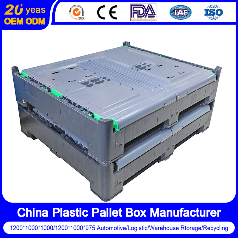 Heavy Duty Large Size Bulk Warehouse Storage Stackable Folding Collapsible Plastic Pallet Box Container for Sale