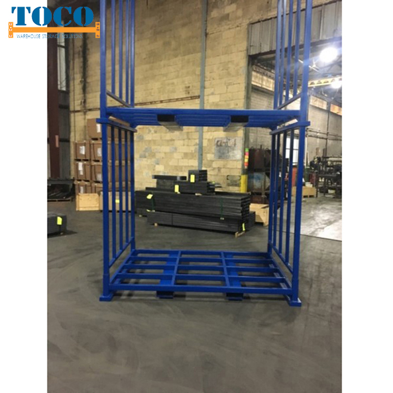 High Quality Powder Coated Heavy Duty Building Materials Foldable Steel Metal Stacking Tyre Stillage with Wheels