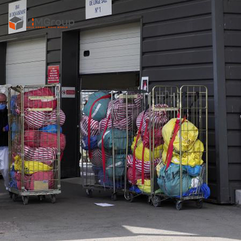 4 Sides Warehouse Logistics Steel Insulated Portable Foldable Laundry Trolley