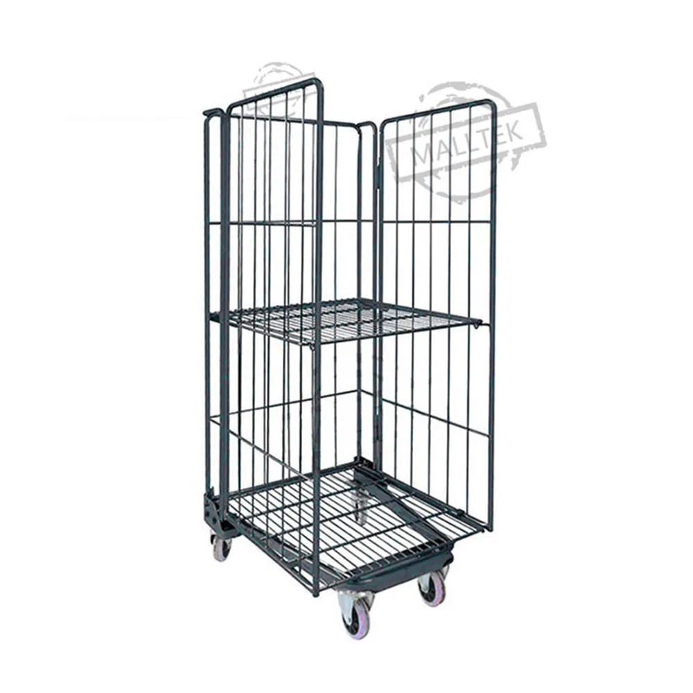 Steel Wire Folding Rolling Trolley Tool Cart for Warehouse Logistic Workshop