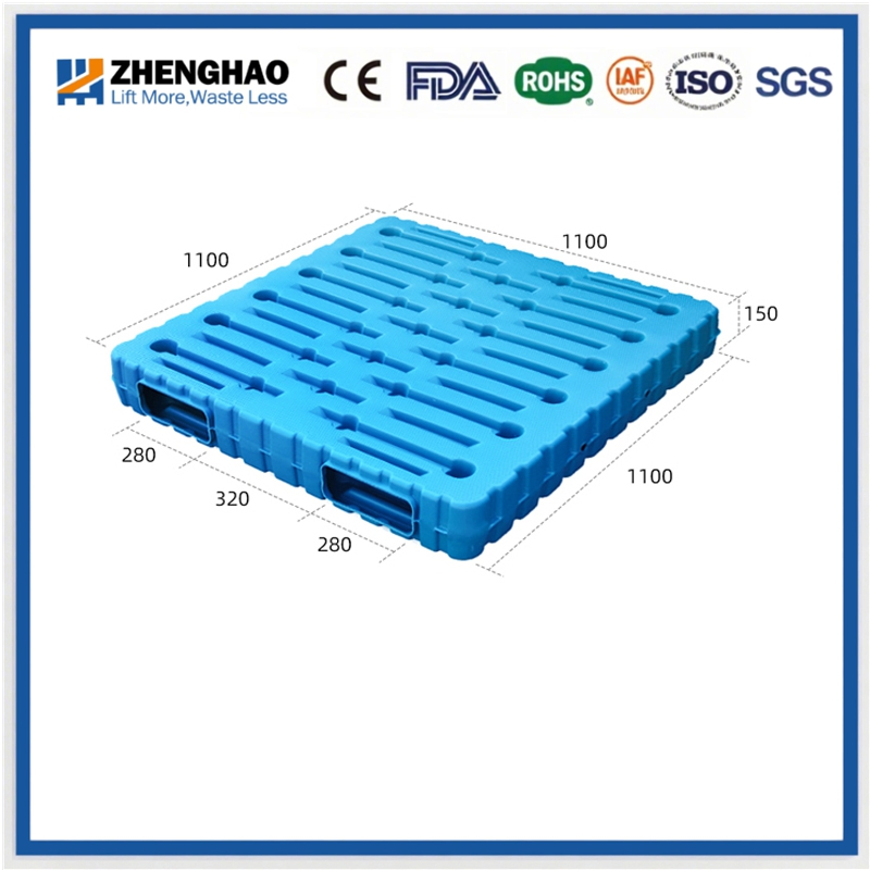 Blow Molding Double-Sided Plastic Pallet 1200× 1000mm Anti-Slip Wear-Resistant Suitable for Cold Storage Logistics Turnover