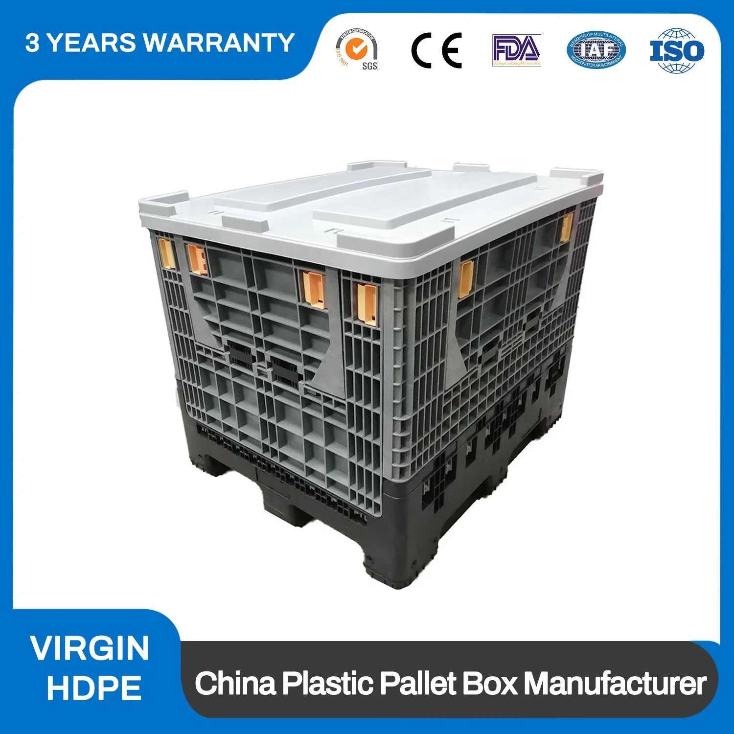 Heavy Duty Collapsible Design High Payload Plastic Pallet Bin for Agricultural Technology Storage 1680X1140X760mm