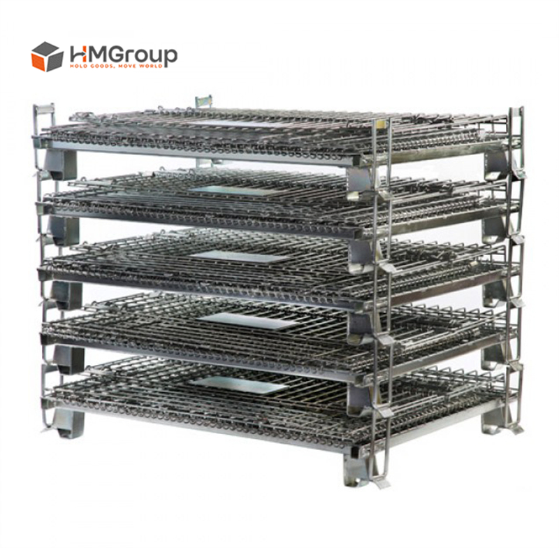 Heavy Duty Galvanized Warehouse Storage Stackable Pallet Wire Mesh Container