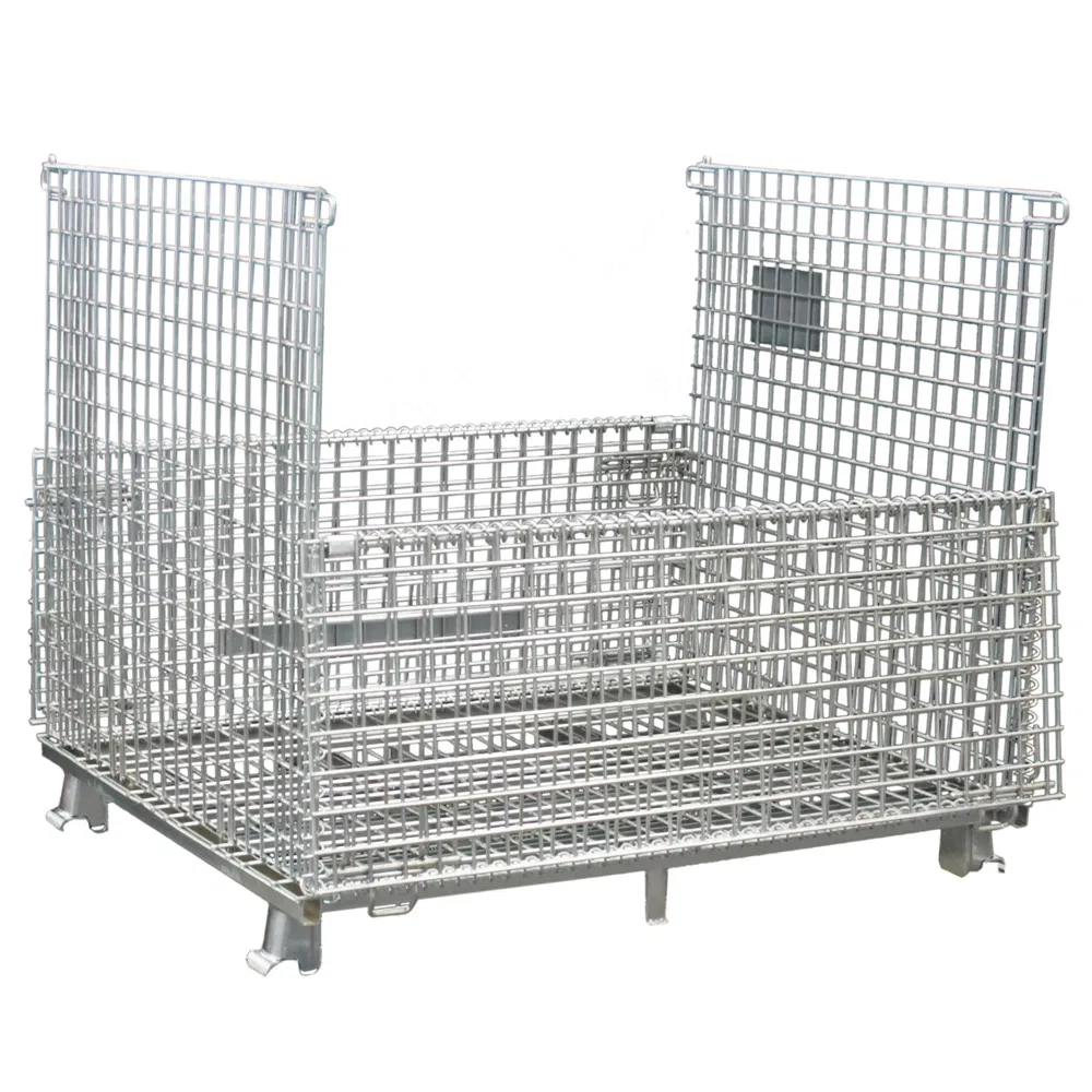 Folding and Rolling Storage Basket Locking Storage Cage Steel Mesh Cage