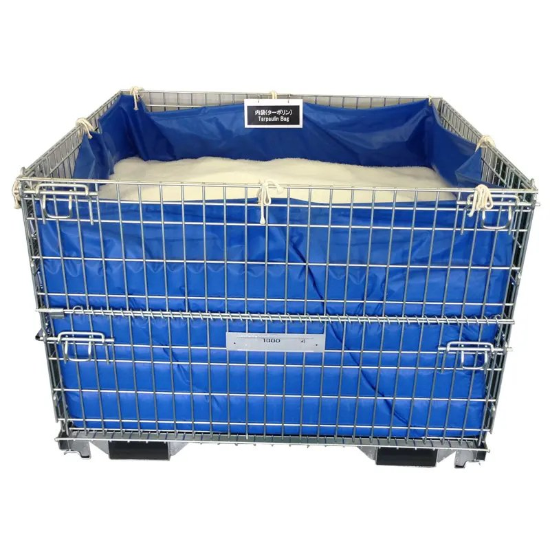 Heavy Duty Powder Coating Stacking Foldable Wire Mesh Large Metal Storage Bin Cage