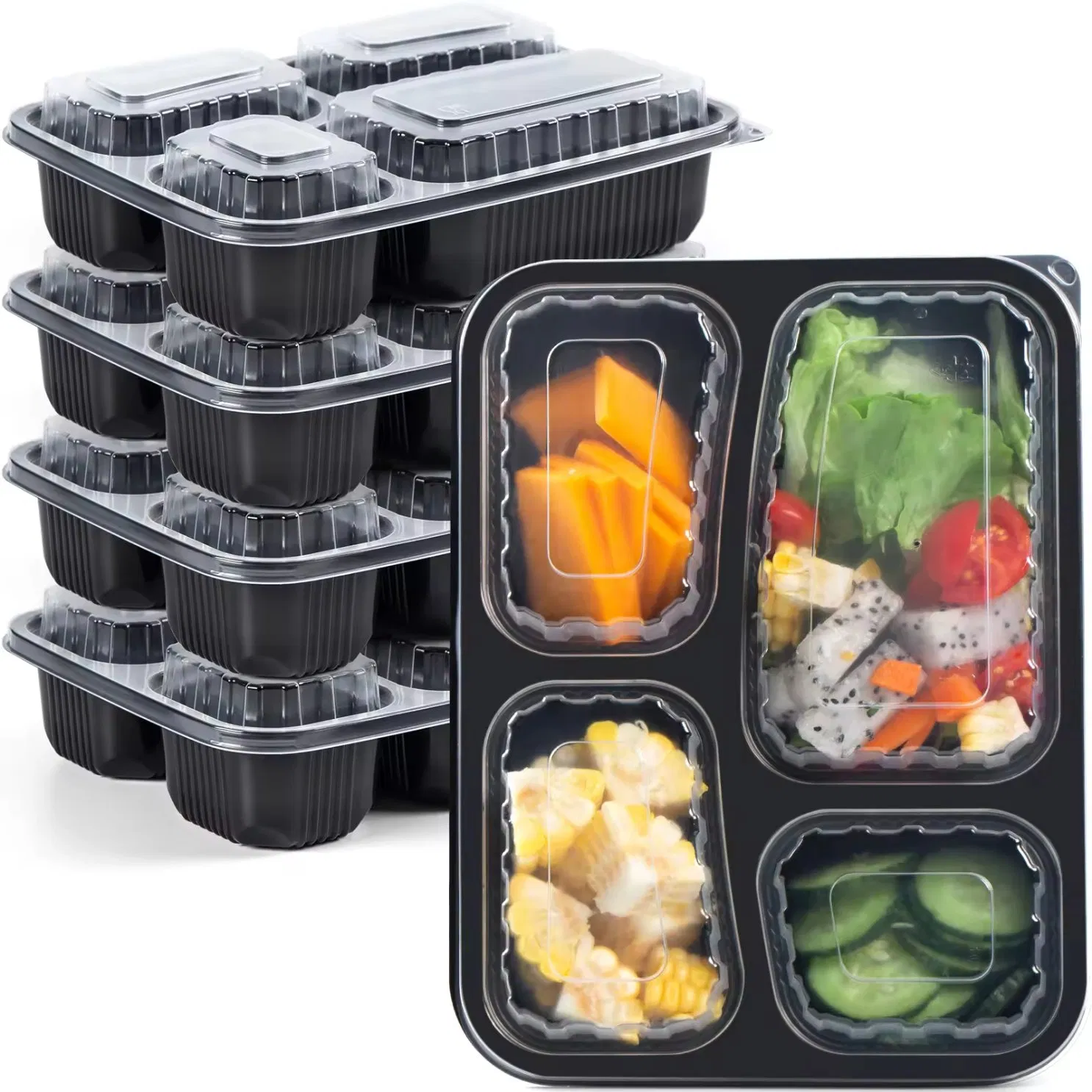 Stackable Disposable Plastic Lunch Box Take Away Meal Food Container with Lid