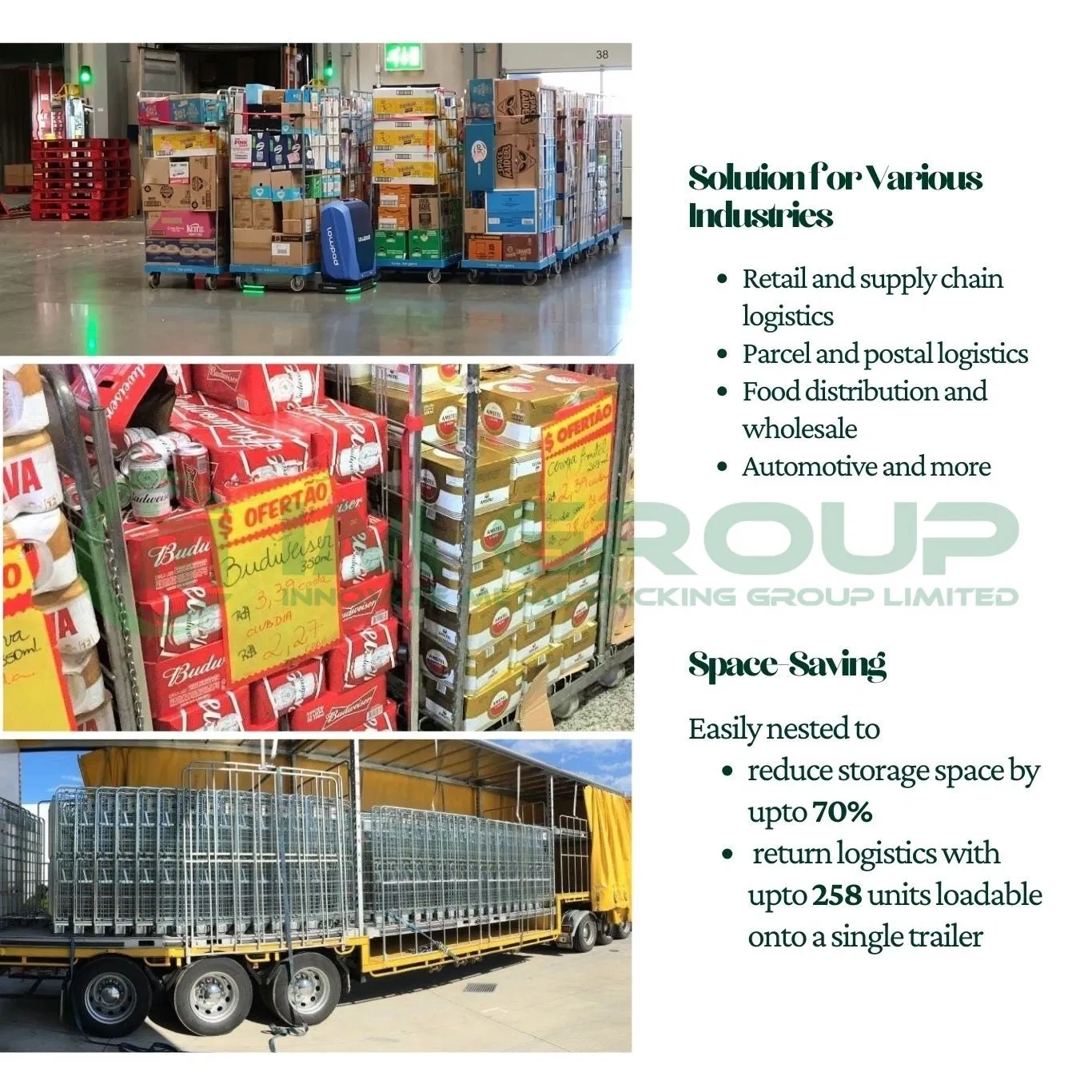 2 Sided a Frame Nestable Mild Steel Warehouse Storage Roll Cage