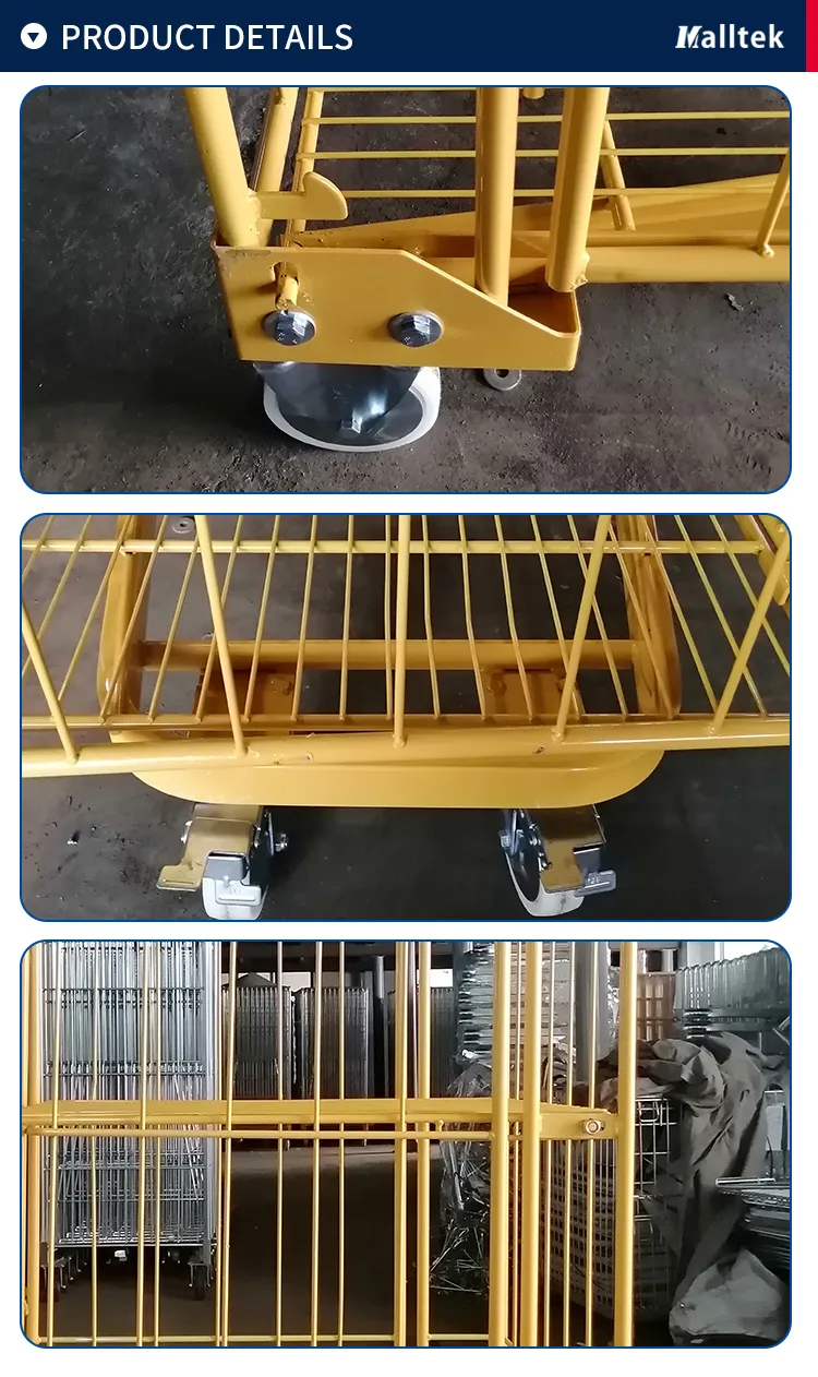 Steel Wire Folding Rolling Trolley Tool Cart 4