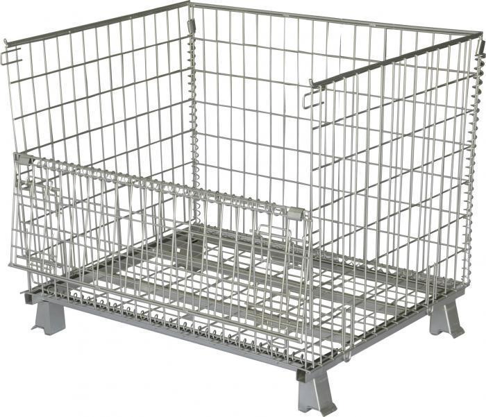 High Storage Capacity Metal Storage Cage Rolling Wire Mesh Pallet Containers