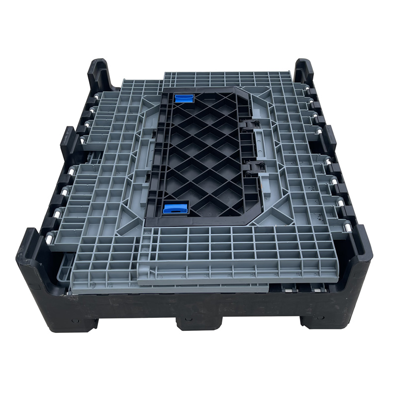 Wholesale Factory Directly Wheelies Vantilated Collapsible Foldable with Lid Stackable 3 Runners Pallet Container.