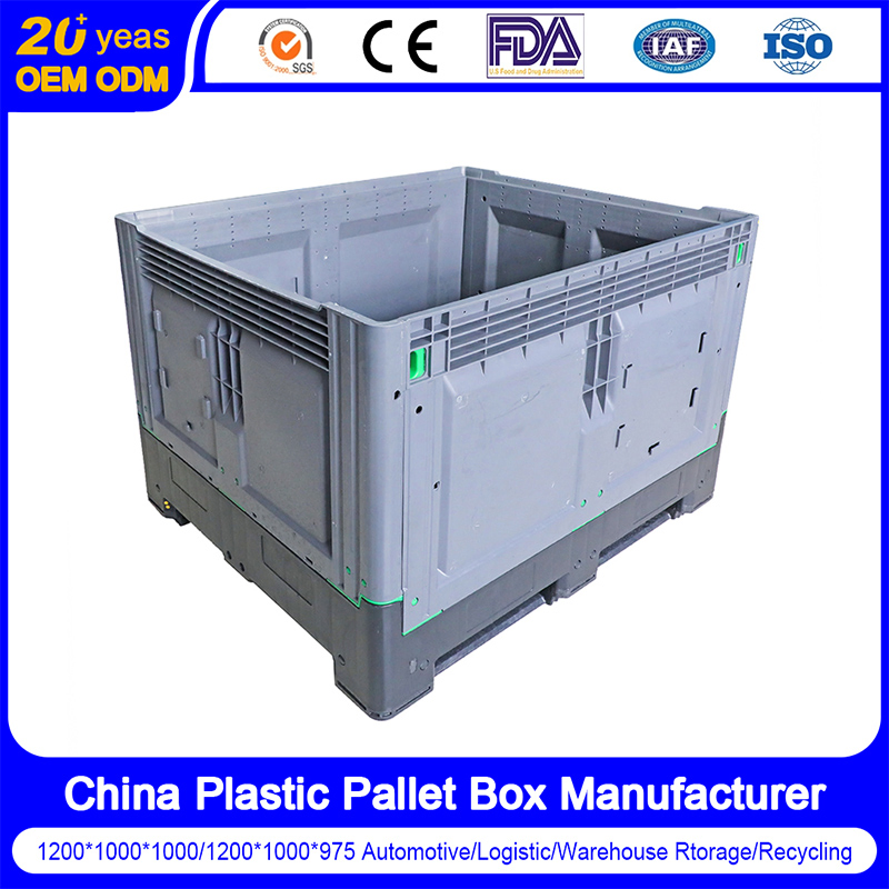 Heavy Duty Large Size Bulk Warehouse Storage Stackable Folding Collapsible Plastic Pallet Box Container for Sale