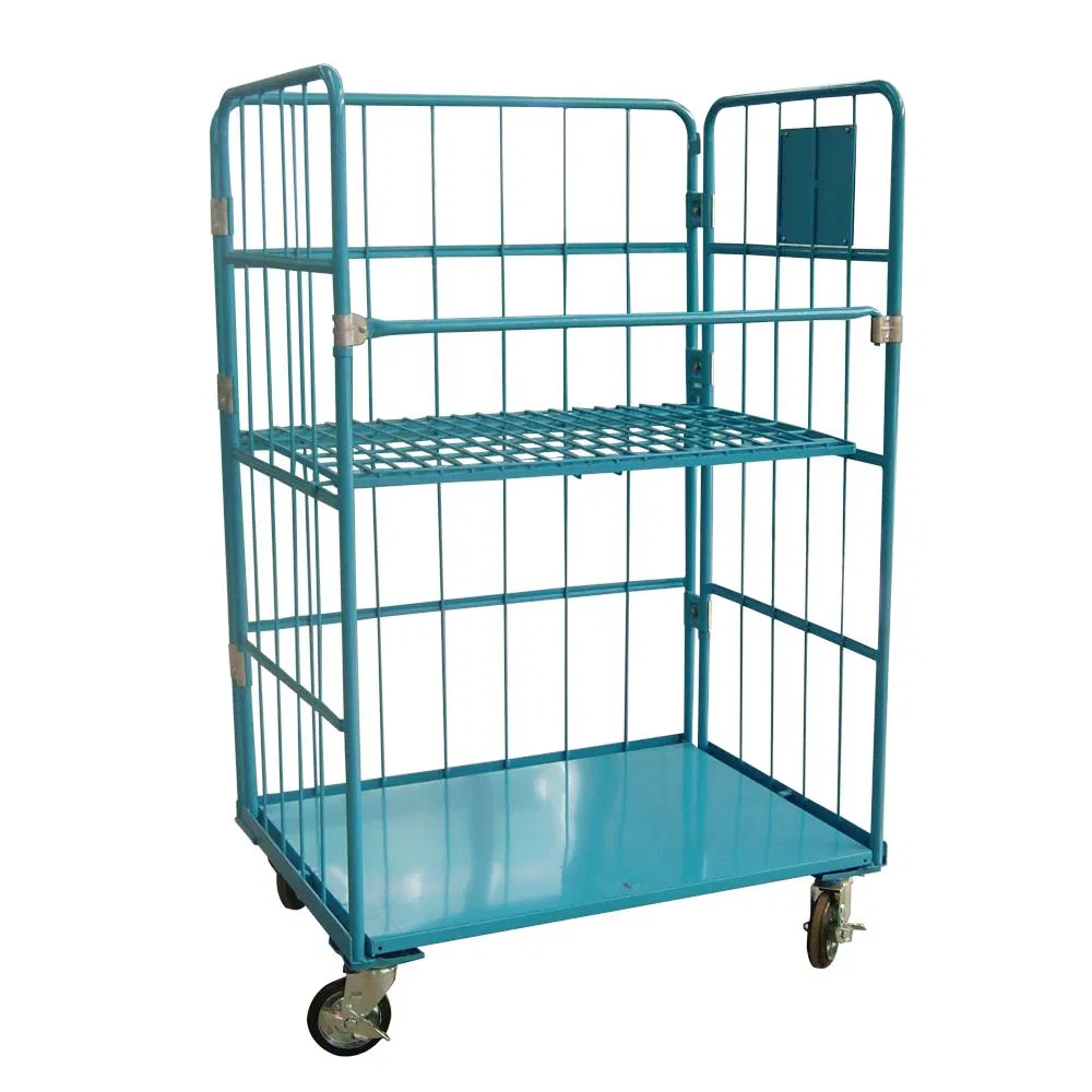 Wire Steel Roll Container Storage Cage Trolley Roll Cage Trolley Heavy Duty Collapsible Security Metal Steel Wire Mesh Carg