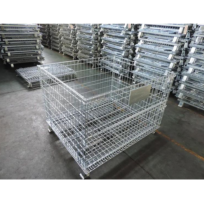Customized Wire Steel Folding Warehouse Cage Logistics Mesh Container for Parts Storage