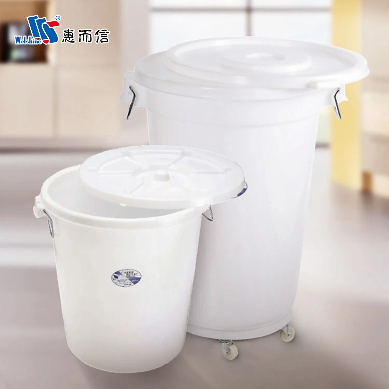 Large Capacity Rolling Round Plastic Dustbin Rubbish Barrel Waste Container
