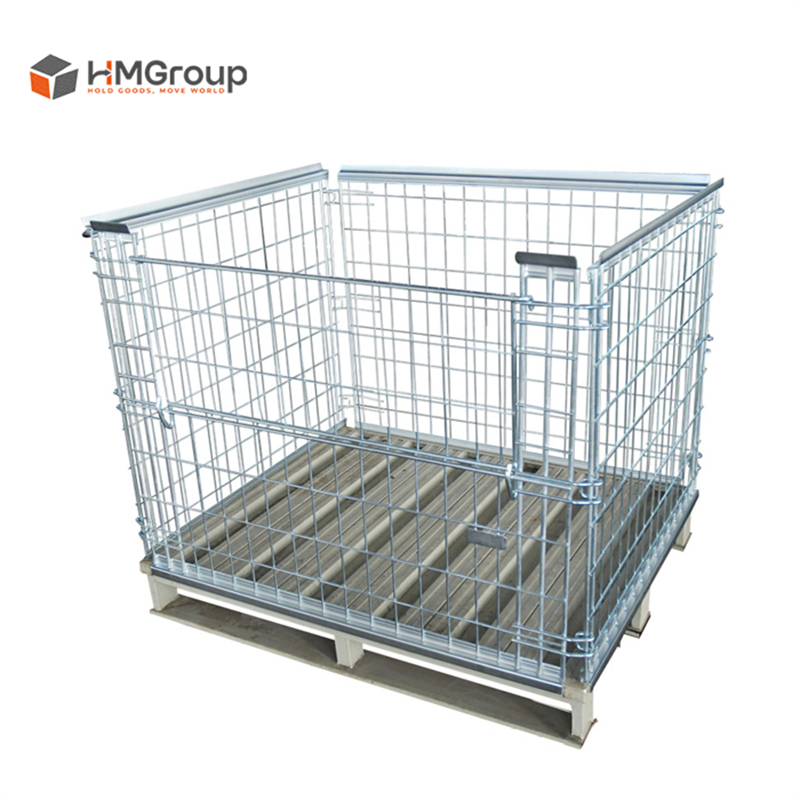 Warehouse Storage Transport Galvanized Welded Wire Mesh Collapsible Pallet Cages